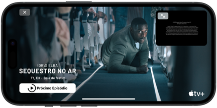 iPhone 15 reproduzindo a série Sequestro no Ar no Apple TV Plus